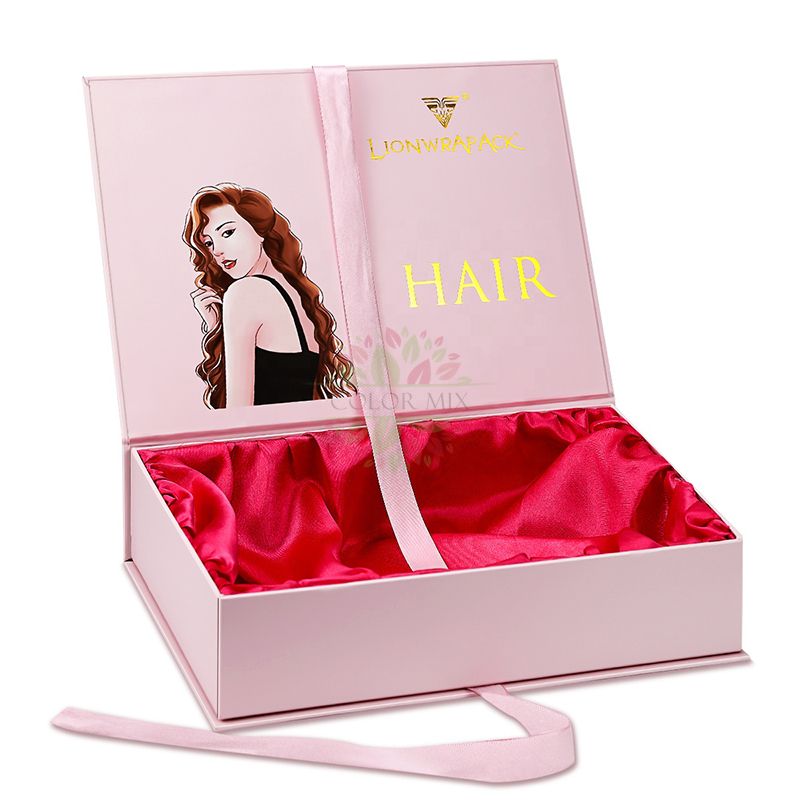 Магнитные черные розовые заколки для волос, пучки накладных париков, коробки